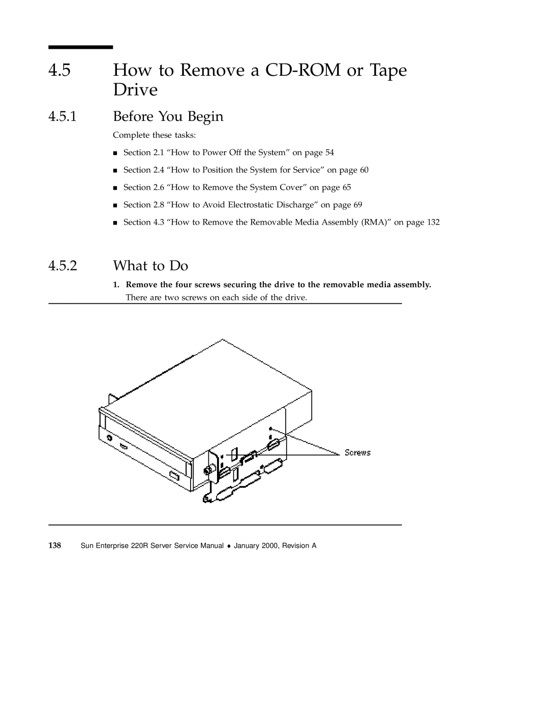 Sun Microsystems 220R service manual How to Remove a CD-ROM or Tape Drive, Before You Begin 