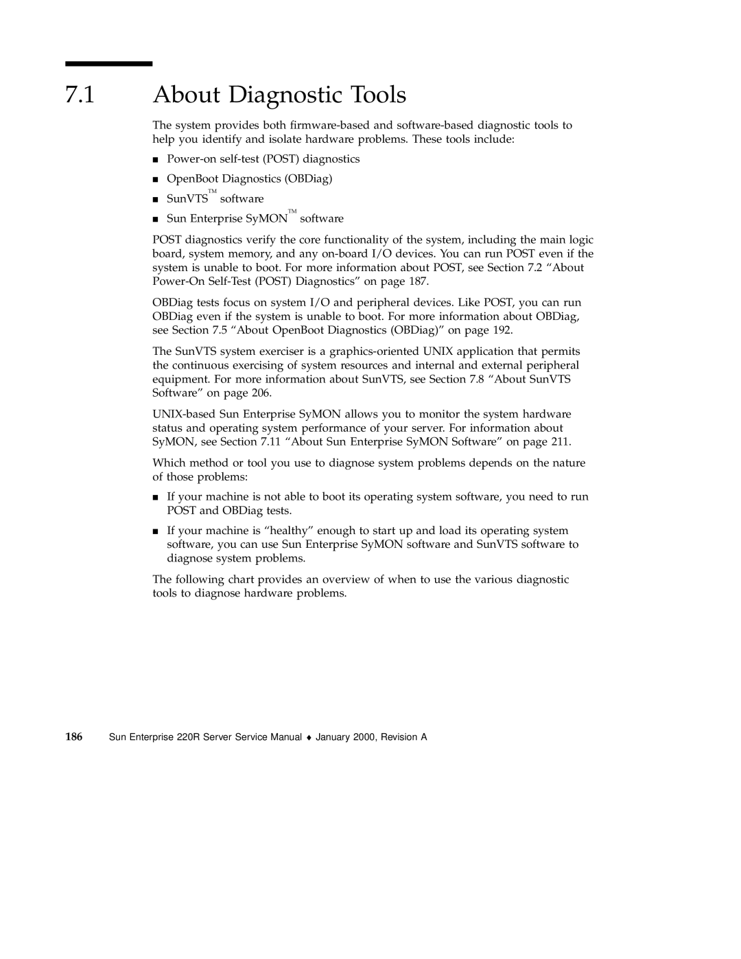 Sun Microsystems 220R service manual About Diagnostic Tools 