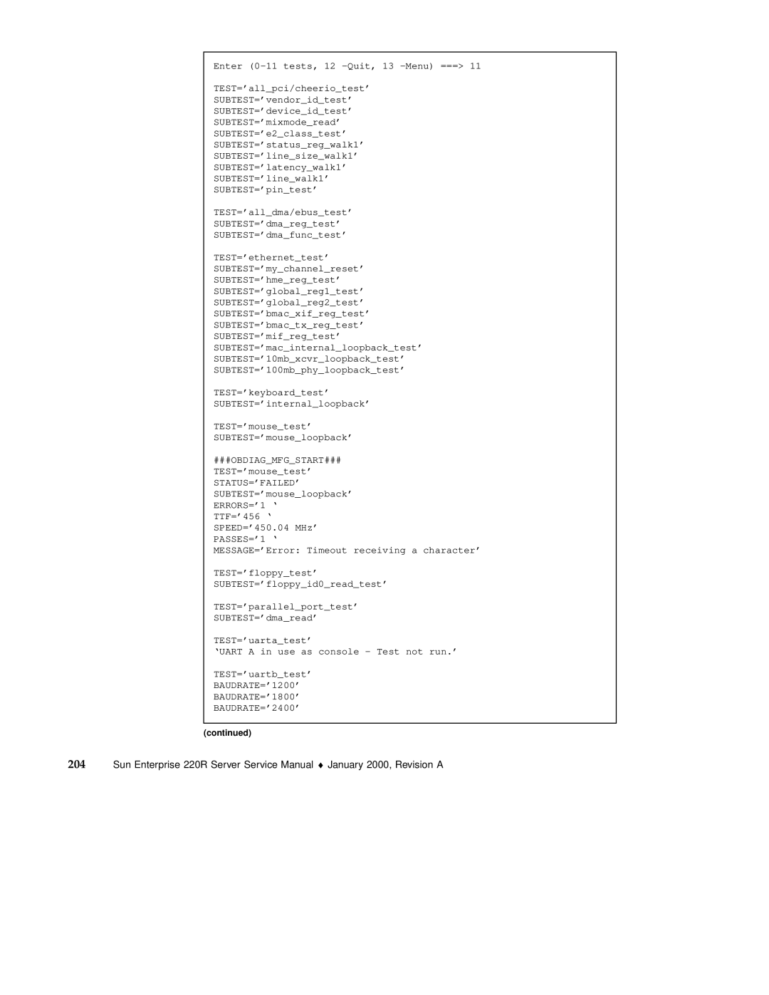 Sun Microsystems 220R service manual BAUDRATE=1200 BAUDRATE=1800 BAUDRATE=2400 