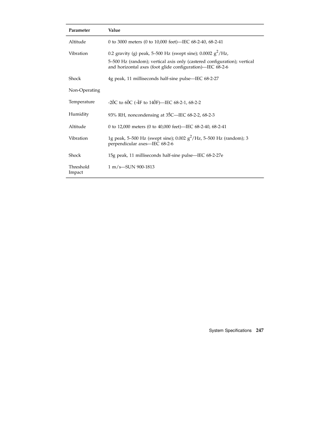 Sun Microsystems 220R service manual System Speciﬁcations 