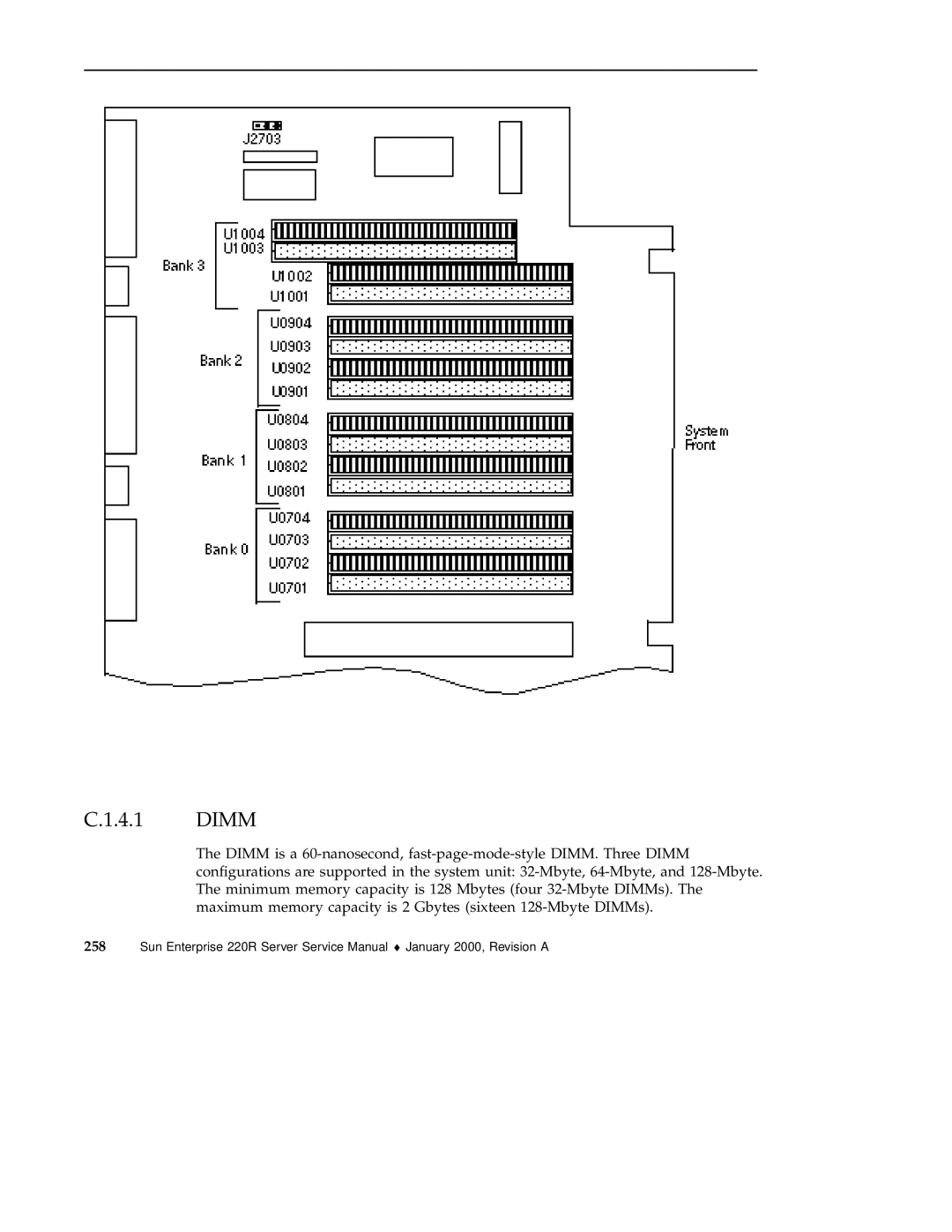 Sun Microsystems 220R service manual Dimm 