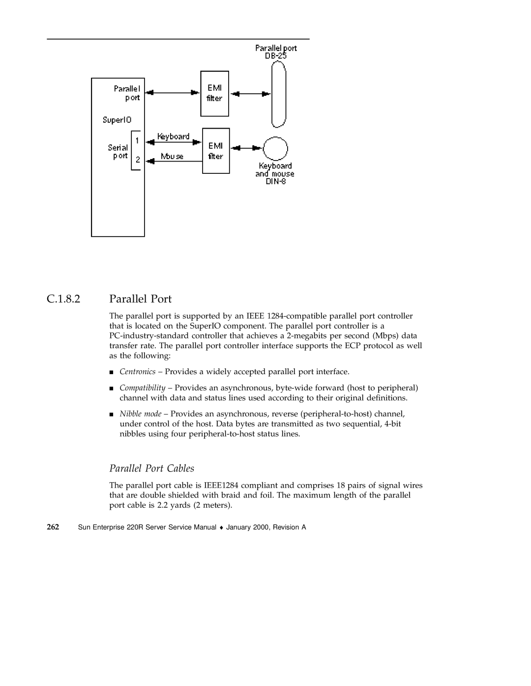 Sun Microsystems 220R service manual Parallel Port Cables 