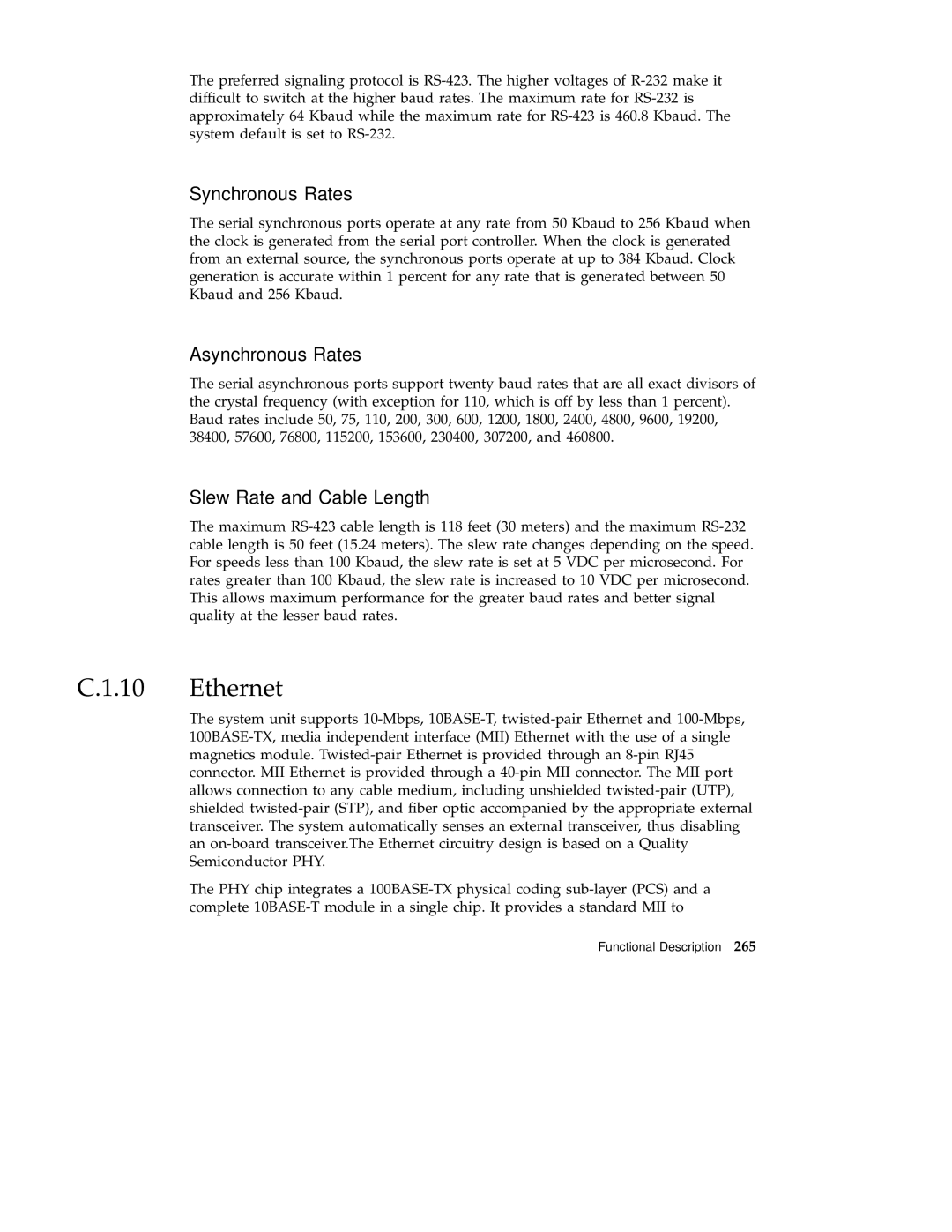 Sun Microsystems 220R service manual Synchronous Rates 