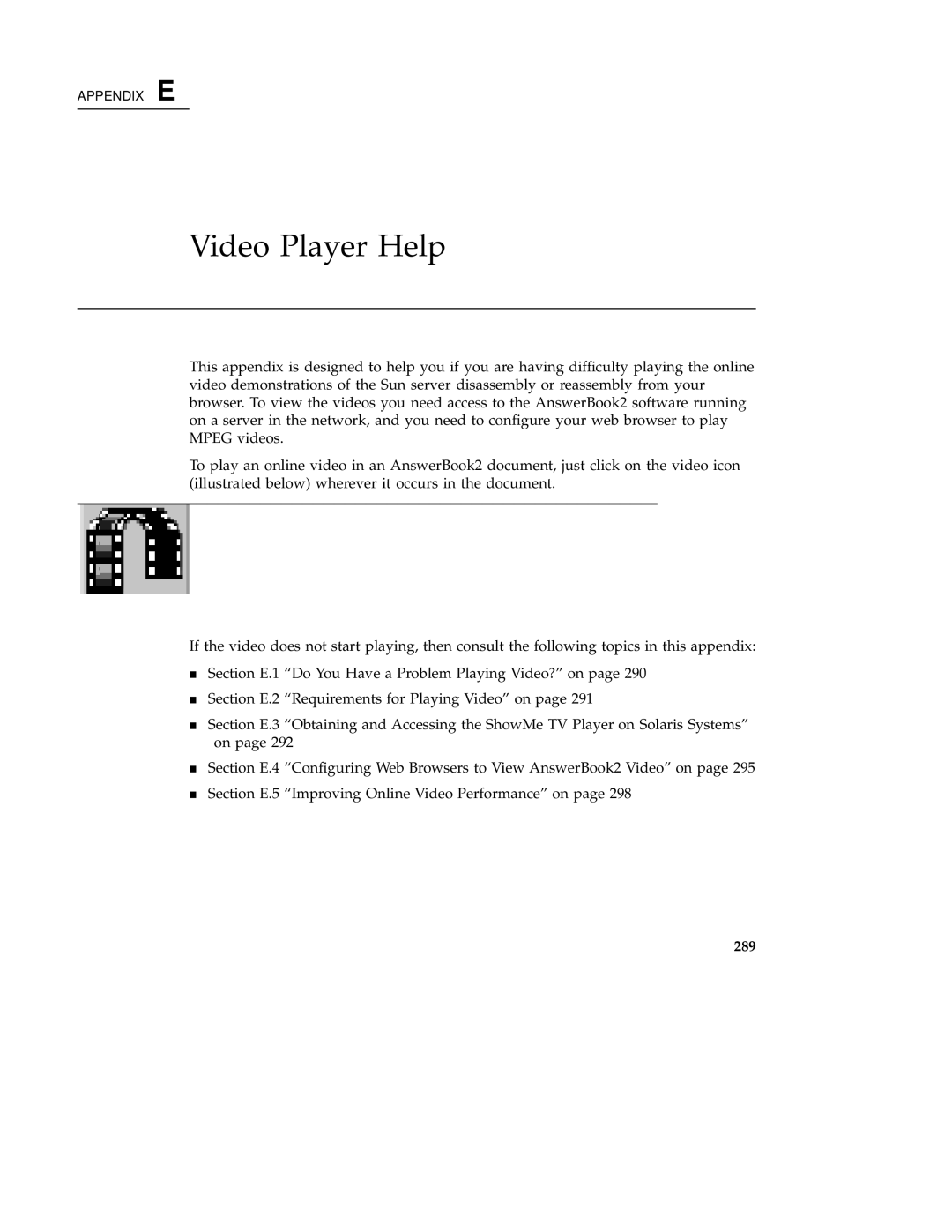 Sun Microsystems 220R service manual Video Player Help, 289 