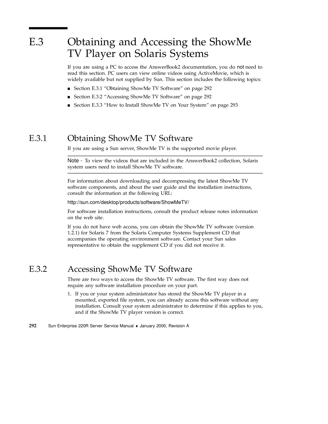 Sun Microsystems 220R service manual Obtaining ShowMe TV Software, Accessing ShowMe TV Software 