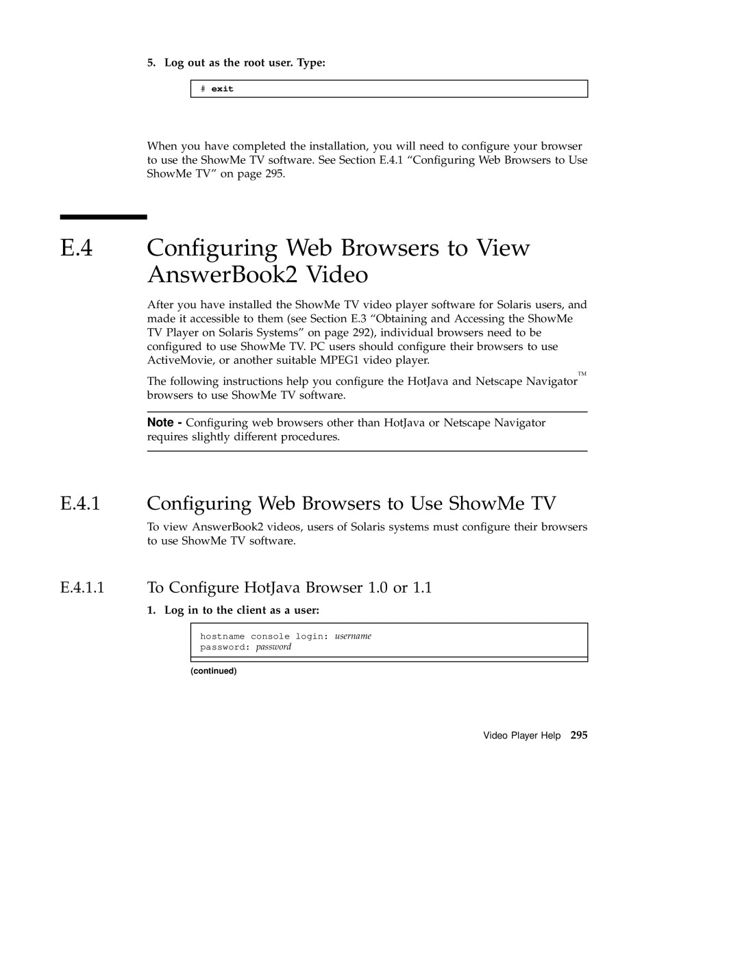 Sun Microsystems 220R Conﬁguring Web Browsers to View AnswerBook2 Video, 1 Conﬁguring Web Browsers to Use ShowMe TV 