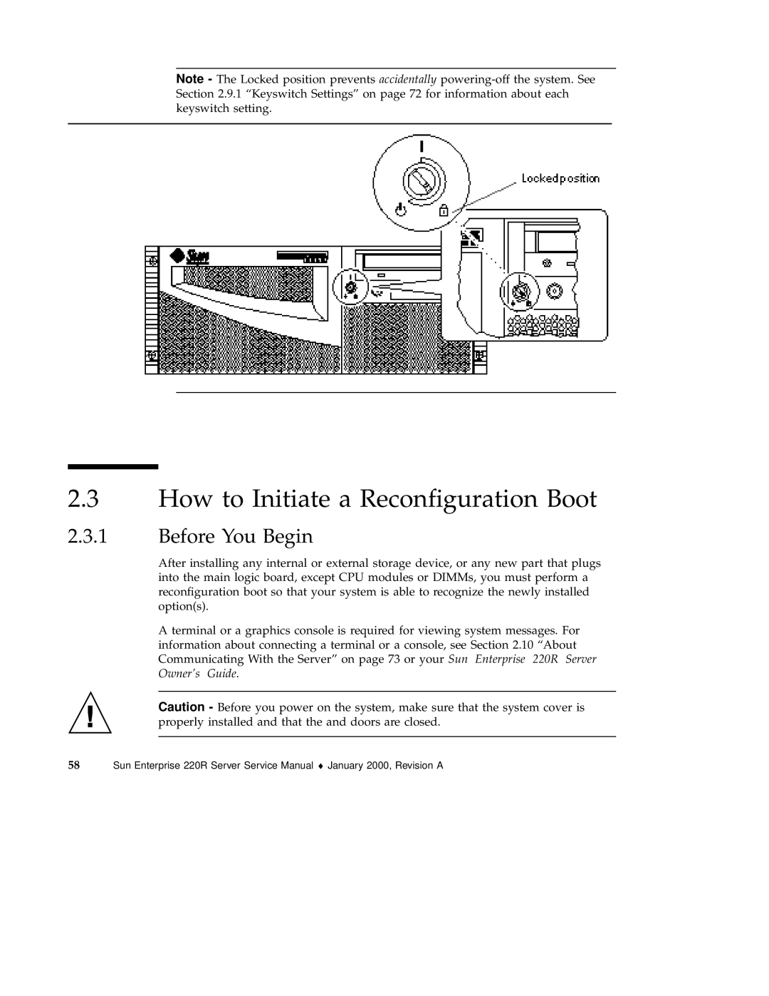 Sun Microsystems 220R service manual How to Initiate a Reconﬁguration Boot, Before You Begin 