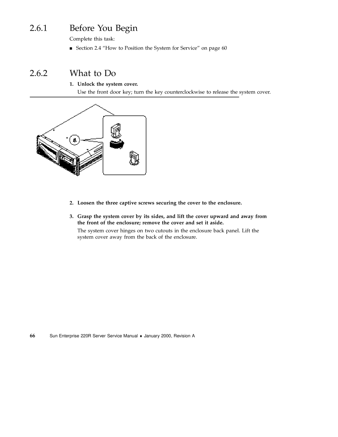 Sun Microsystems 220R service manual Before You Begin, Unlock the system cover 