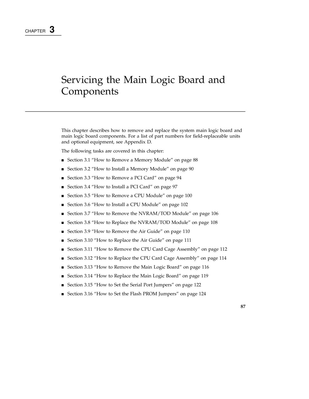 Sun Microsystems 220R service manual Servicing the Main Logic Board Components 