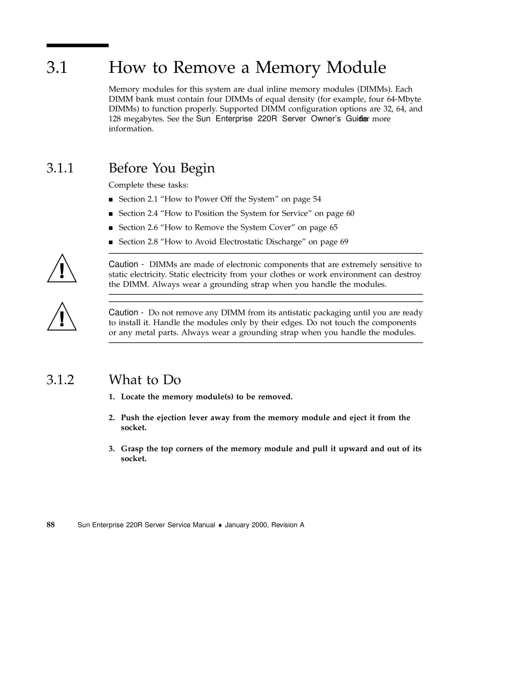 Sun Microsystems 220R service manual How to Remove a Memory Module, Before You Begin 