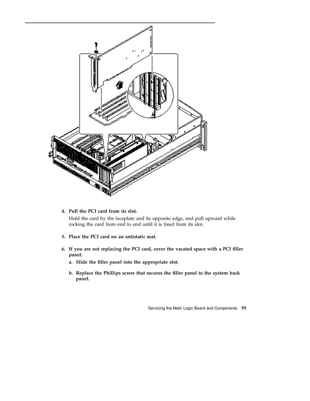 Sun Microsystems 220R service manual Pull the PCI card from its slot 