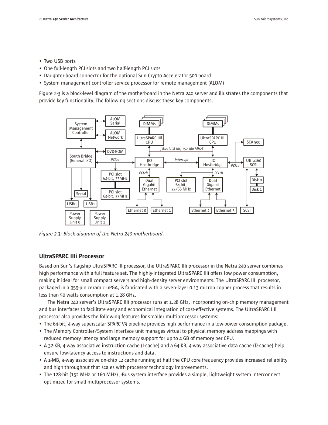 Sun Microsystems 240 manual UltraSPARC IIIi Processor, Cpu 