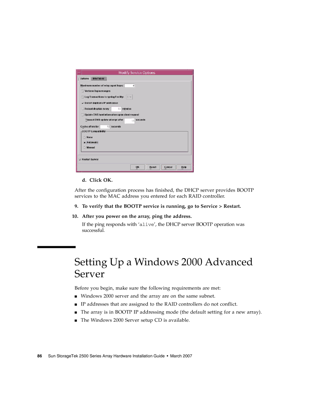 Sun Microsystems 2500 manual Setting Up a Windows 2000 Advanced Server 