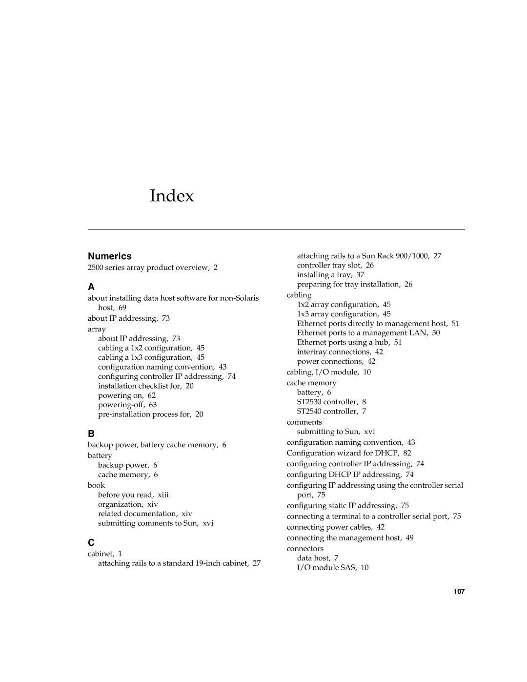 Sun Microsystems 2500 manual Index, Numerics 