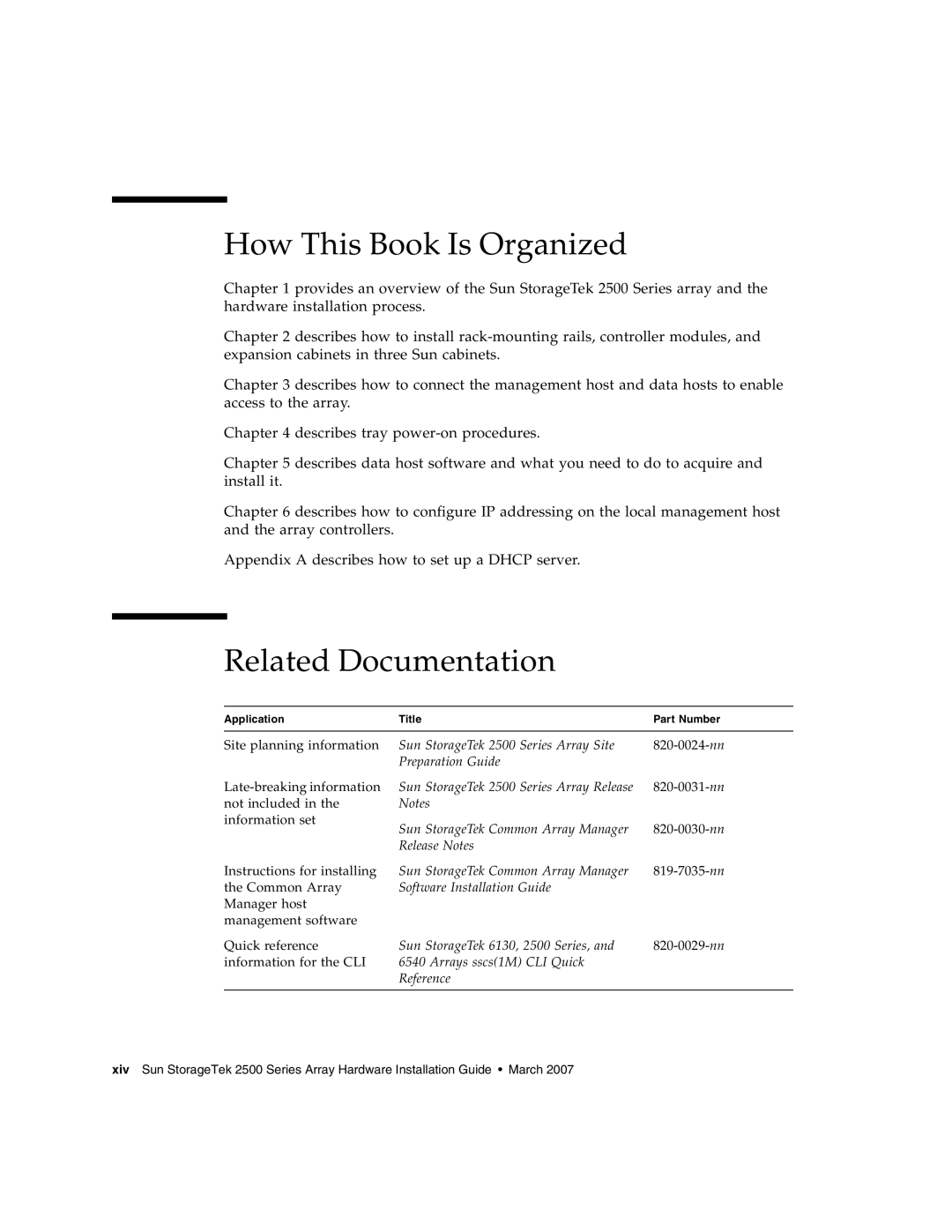 Sun Microsystems 2500 manual How This Book Is Organized, Related Documentation 