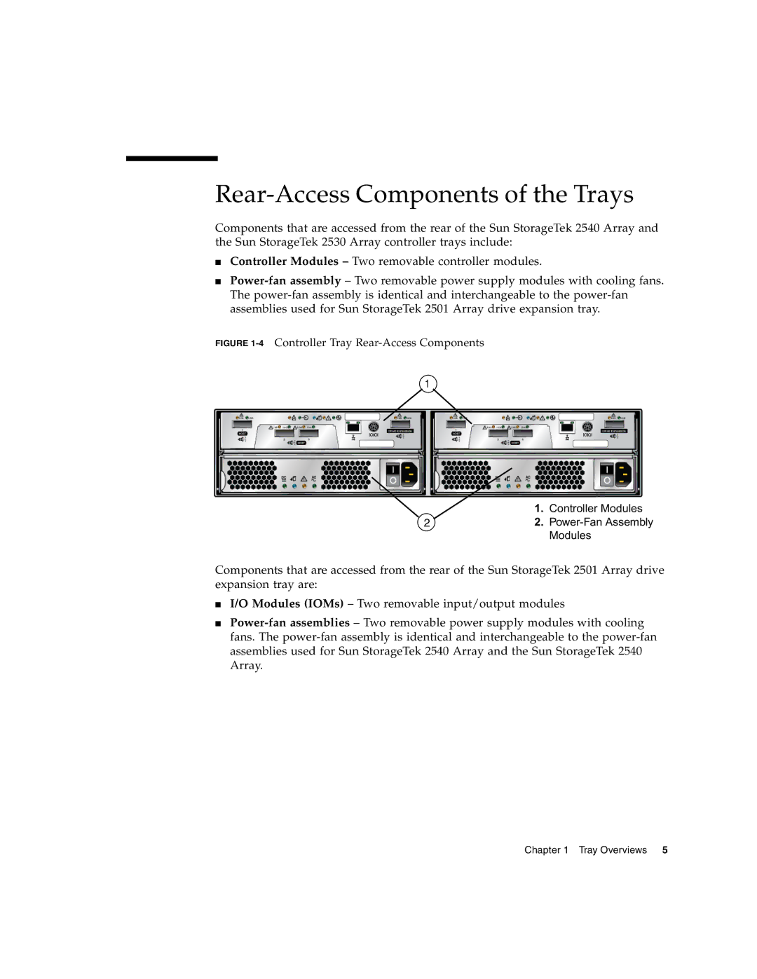 Sun Microsystems 2500 manual Rear-Access Components of the Trays, 4Controller Tray Rear-Access Components 