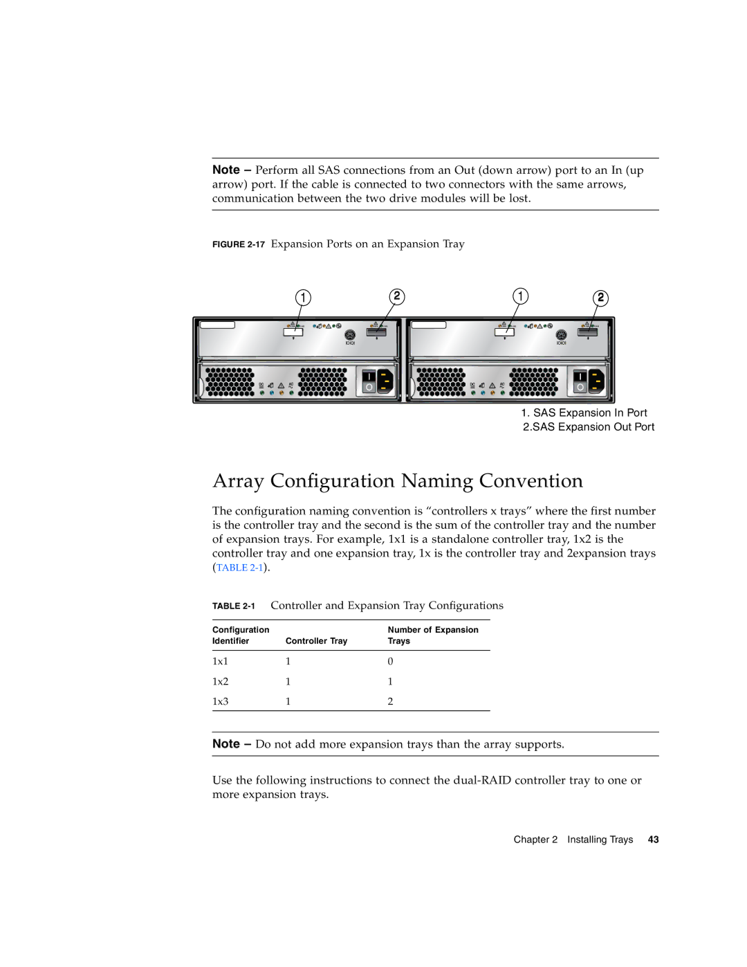 Sun Microsystems 2500 manual Array Configuration Naming Convention, 17Expansion Ports on an Expansion Tray 