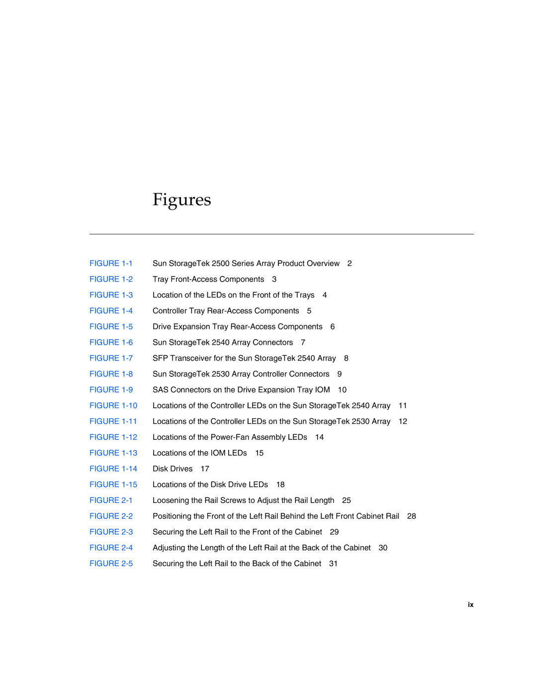 Sun Microsystems 2500 manual Figures 