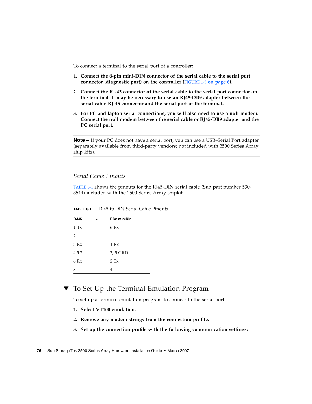 Sun Microsystems 2500 manual To Set Up the Terminal Emulation Program 