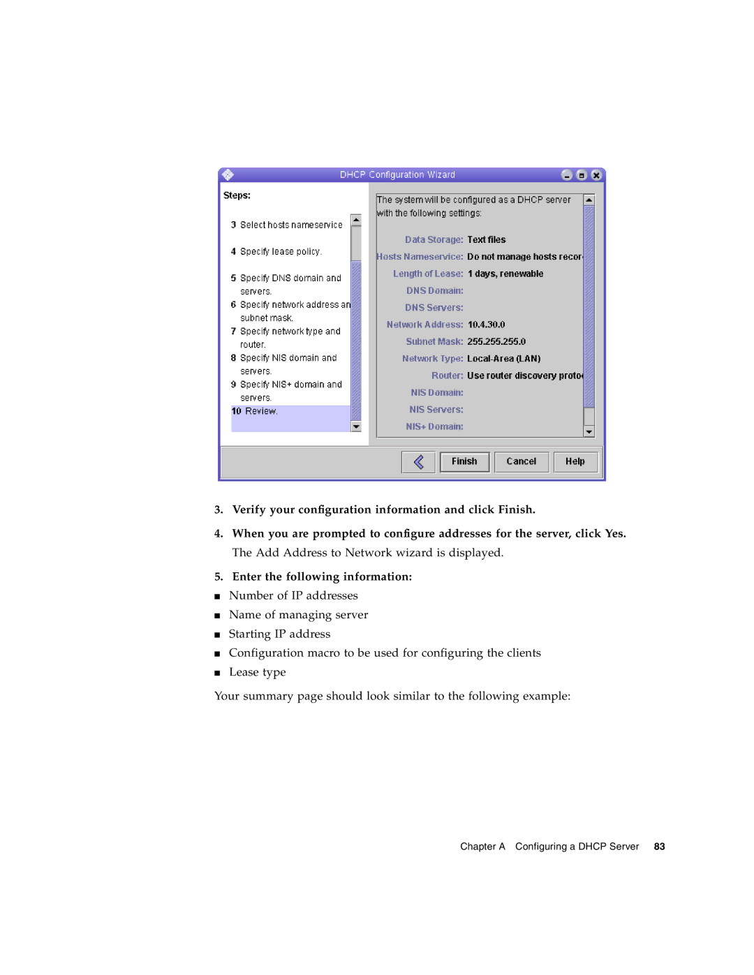 Sun Microsystems 2500 manual Chapter a Configuring a Dhcp Server 