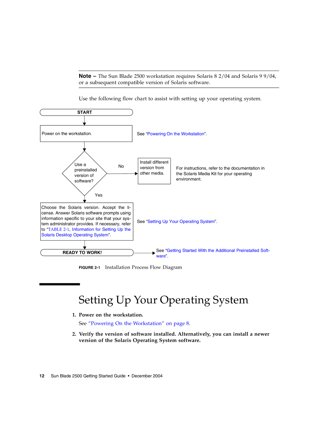 Sun Microsystems 2500 manual Setting Up Your Operating System, Use a Preinstalled Version Software? Yes 