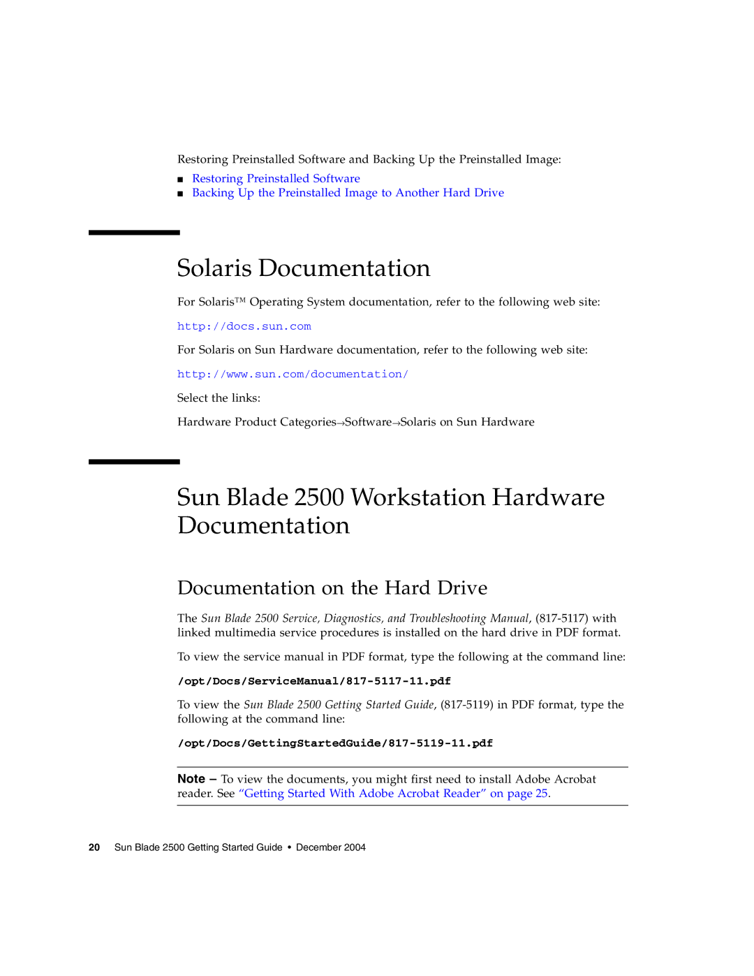 Sun Microsystems manual Solaris Documentation, Sun Blade 2500 Workstation Hardware Documentation 