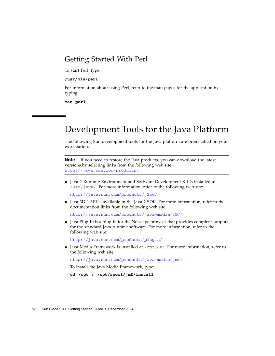 Sun Microsystems 2500 manual Development Tools for the Java Platform, Getting Started With Perl 