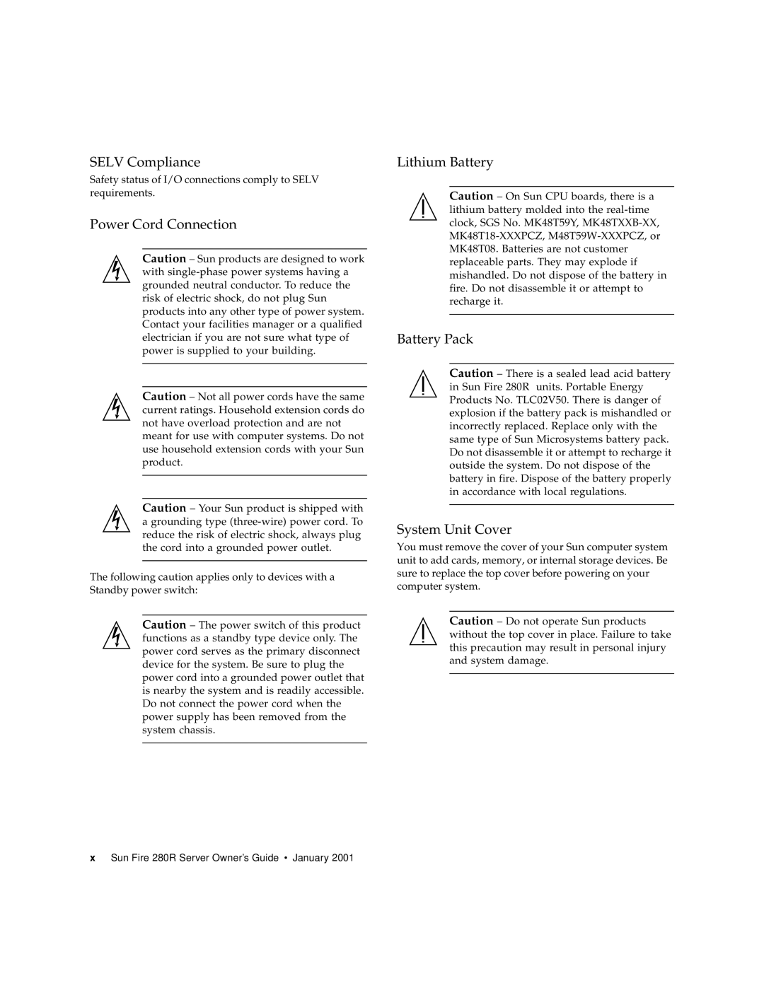 Sun Microsystems 280R manual Selv Compliance 