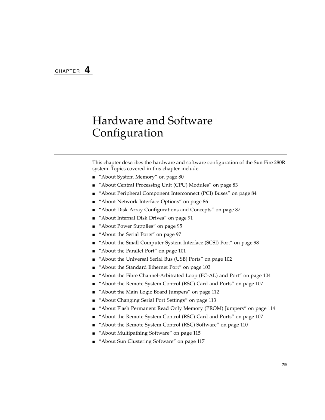 Sun Microsystems 280R manual Hardware and Software Configuration 