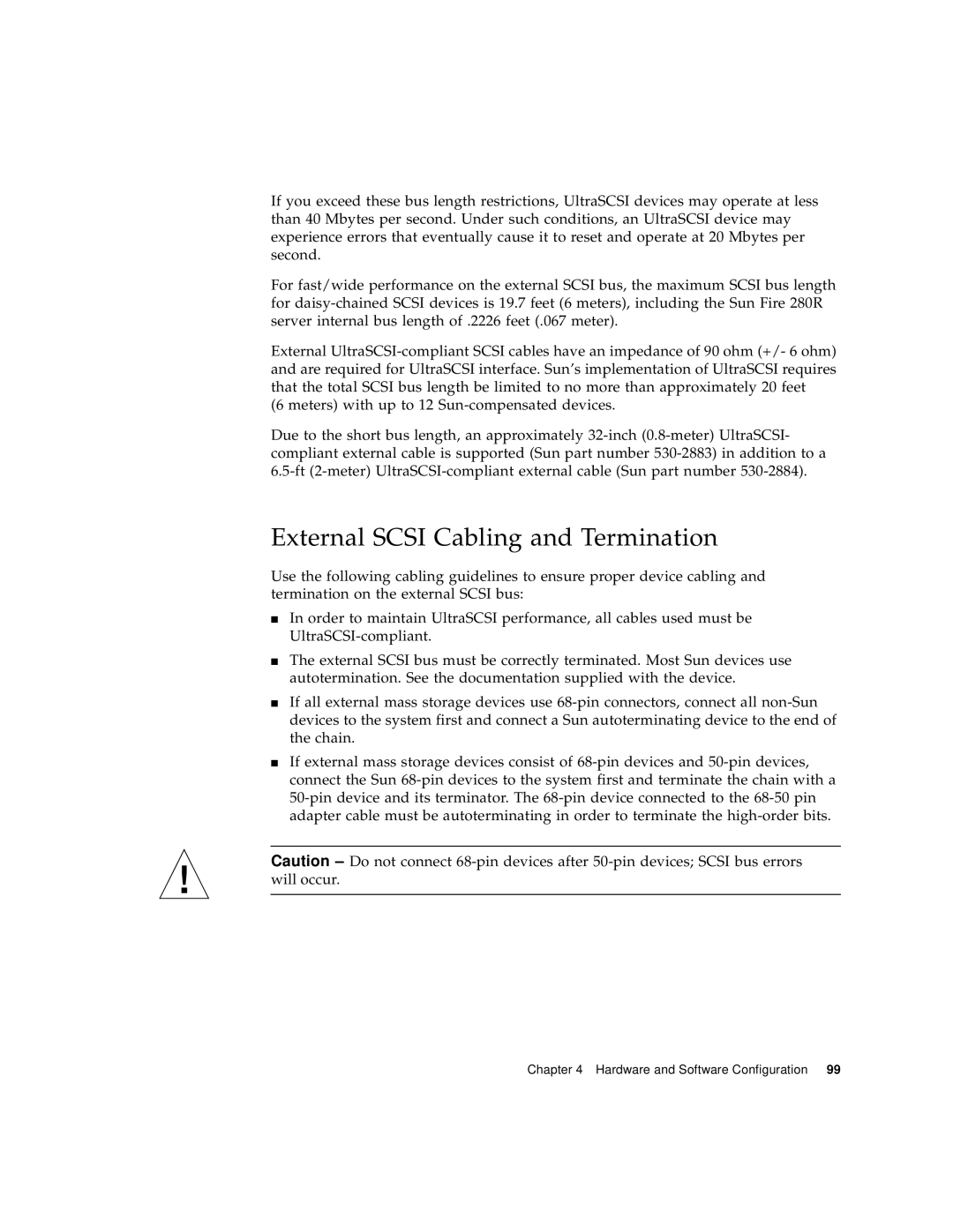 Sun Microsystems 280R manual External Scsi Cabling and Termination 