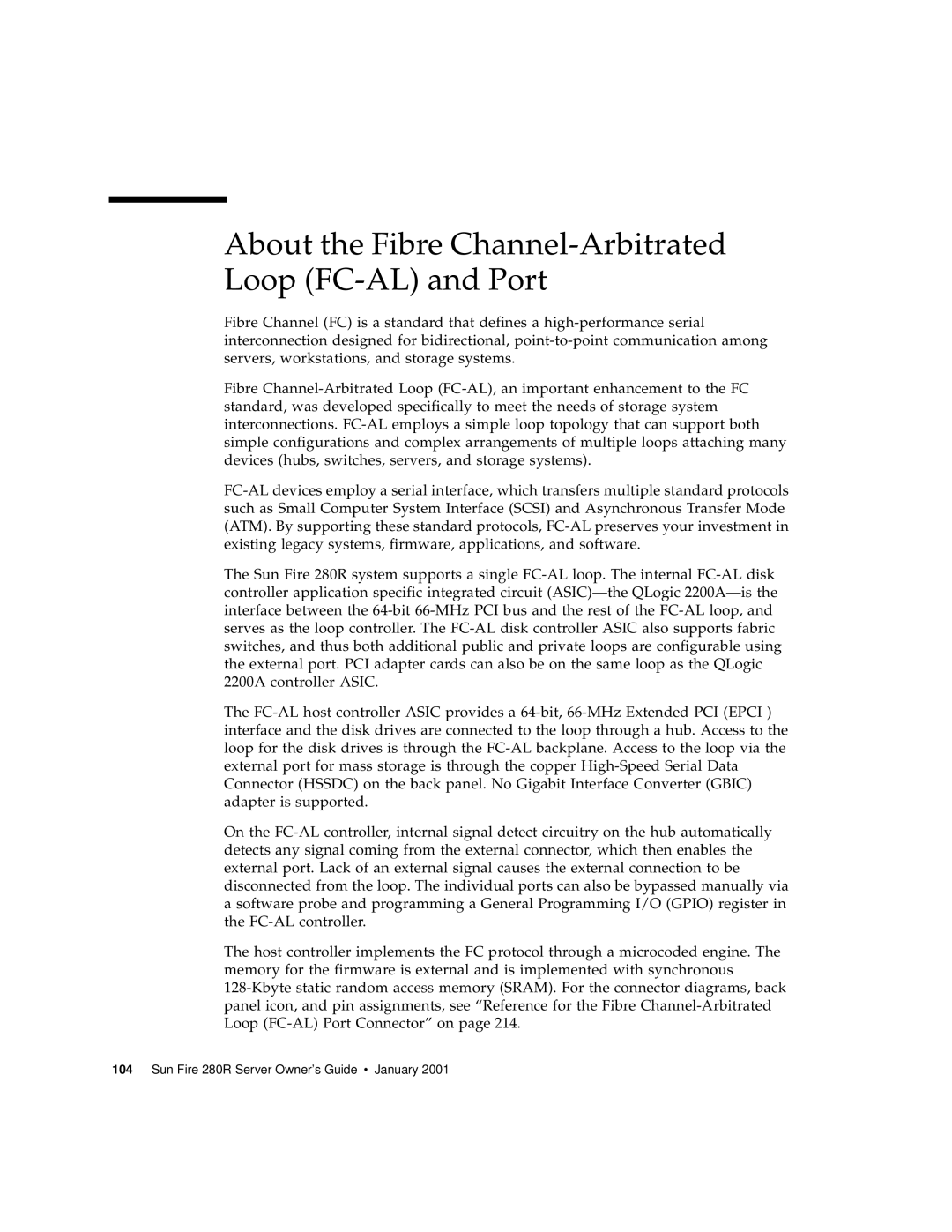 Sun Microsystems 280R manual About the Fibre Channel-Arbitrated Loop FC-AL and Port 