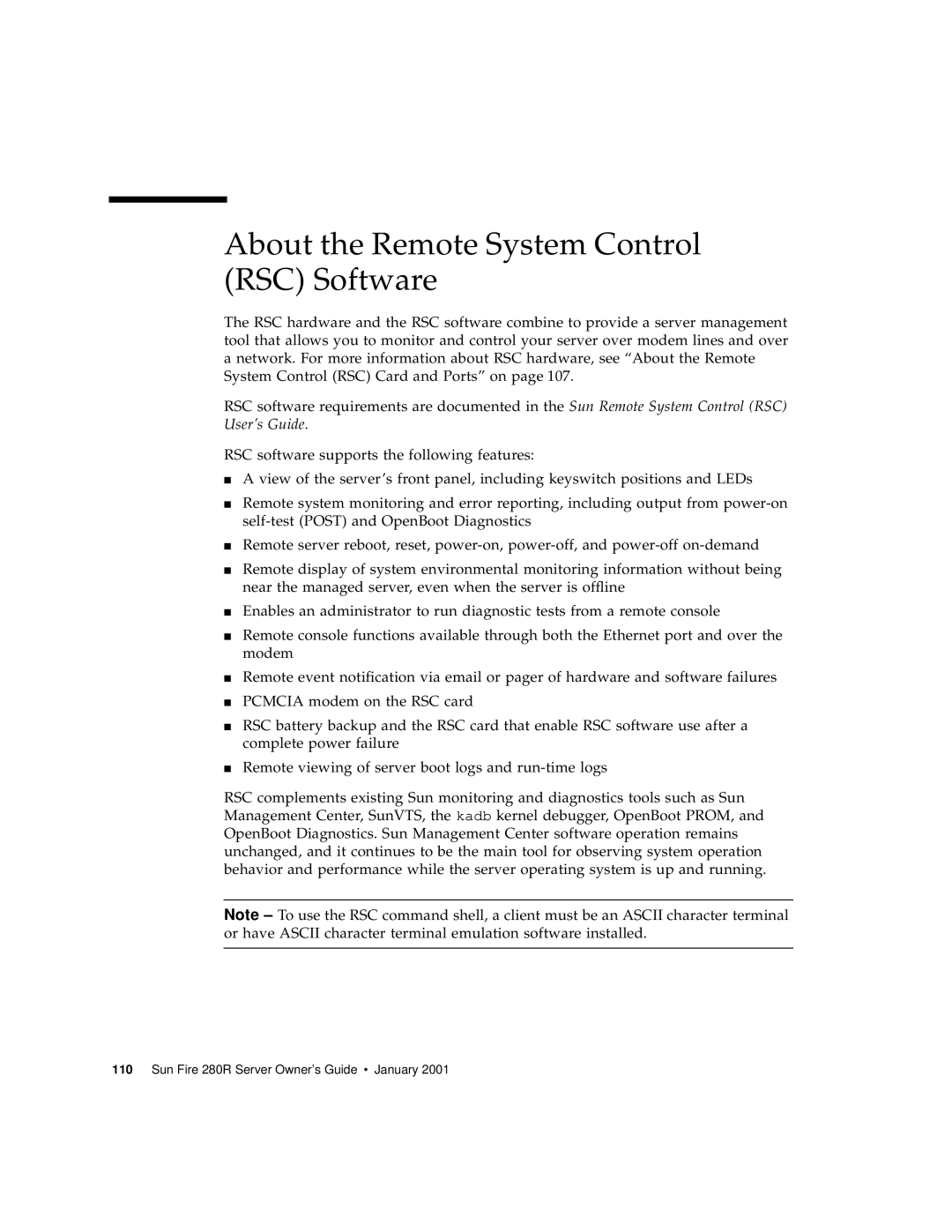 Sun Microsystems 280R manual About the Remote System Control RSC Software 