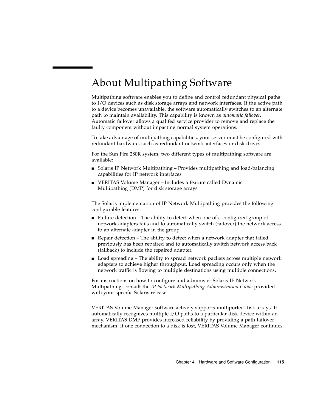 Sun Microsystems 280R manual About Multipathing Software 