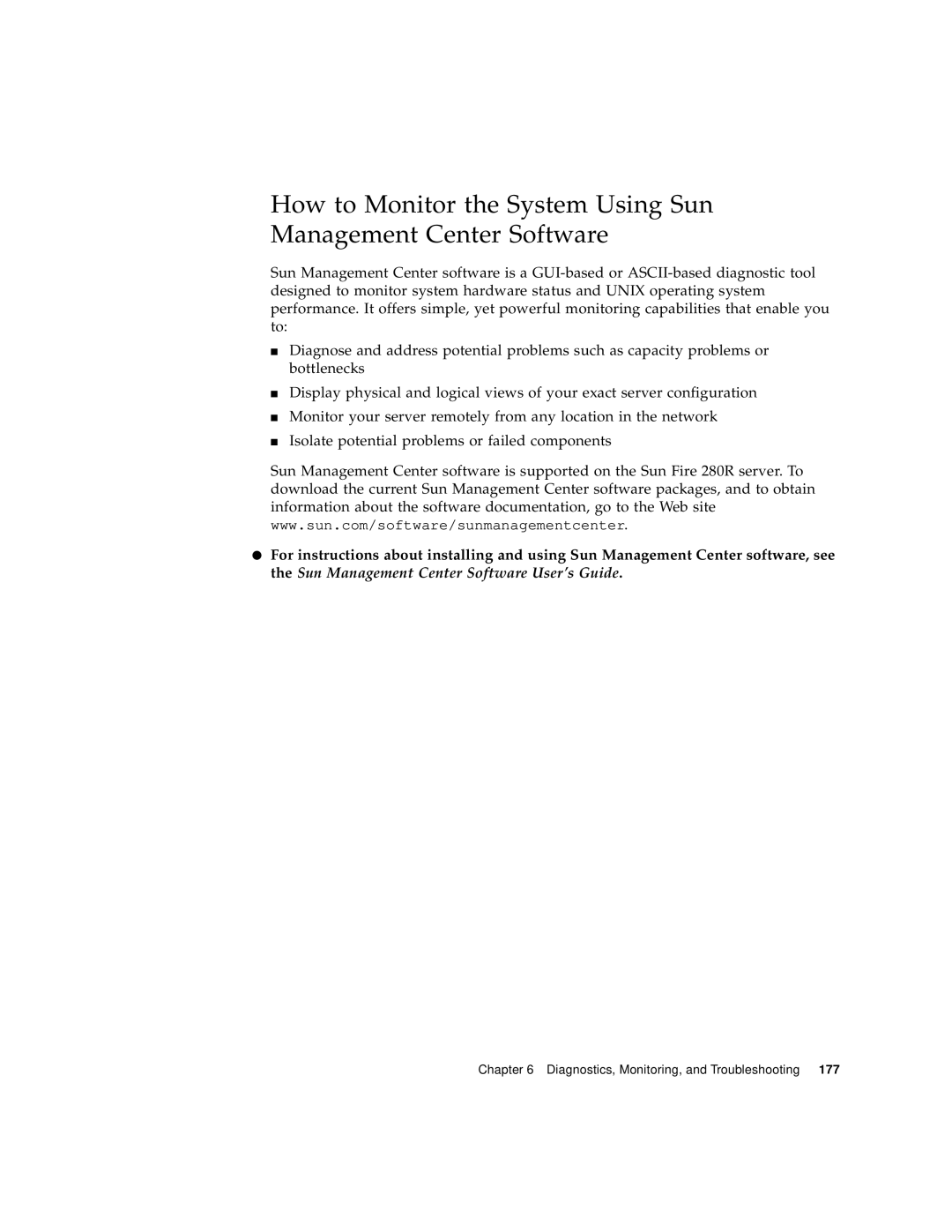 Sun Microsystems 280R manual Diagnostics, Monitoring, and Troubleshooting 