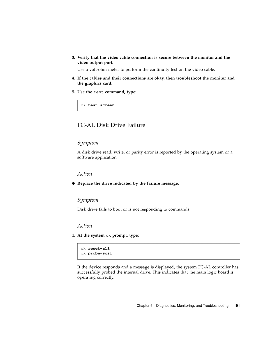 Sun Microsystems 280R manual FC-AL Disk Drive Failure, Replace the drive indicated by the failure message 