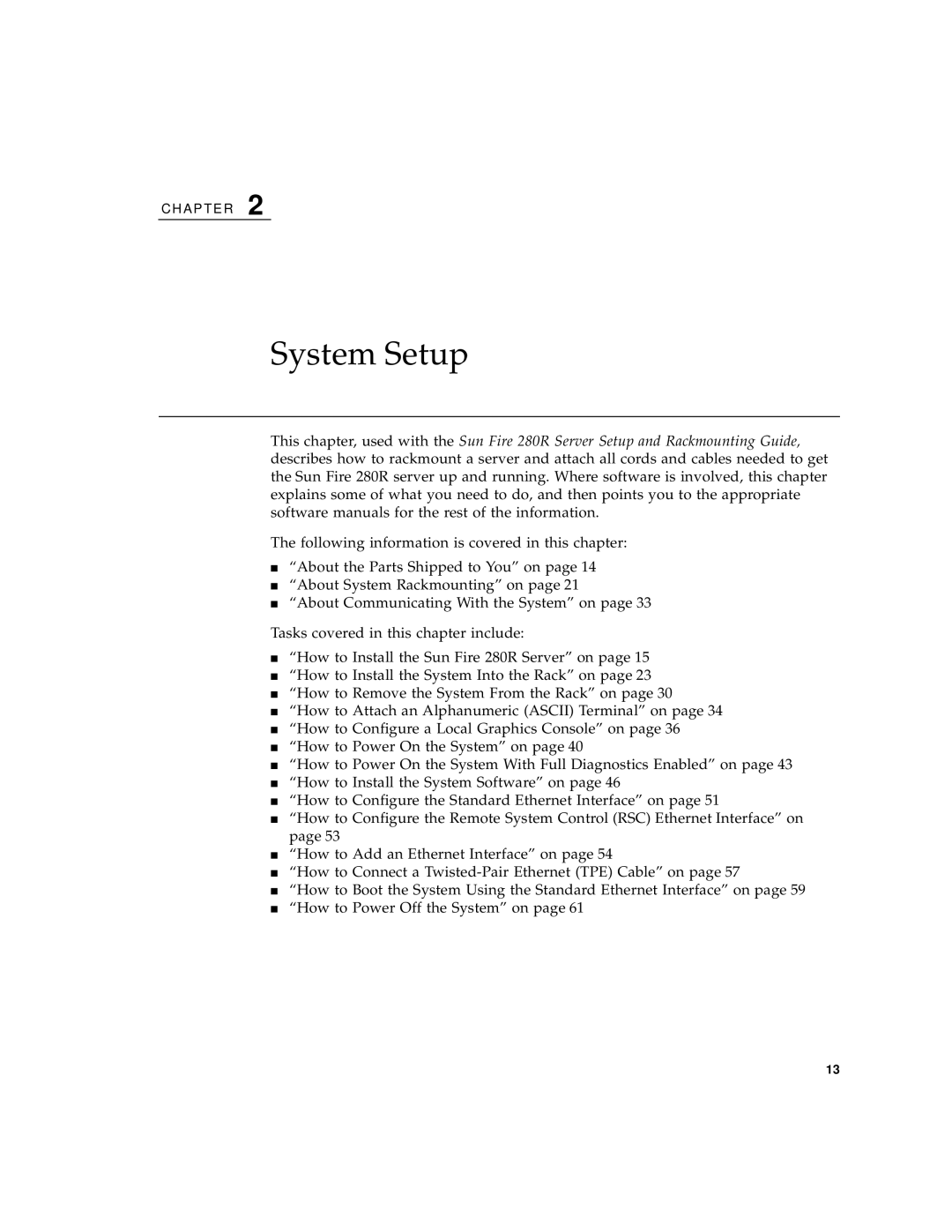 Sun Microsystems 280R manual System Setup 