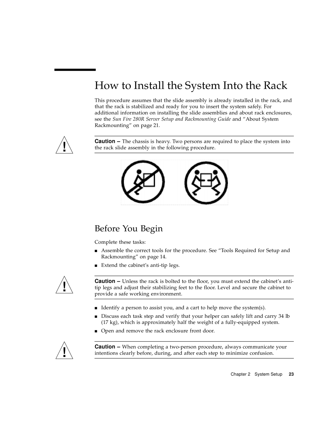 Sun Microsystems 280R manual How to Install the System Into the Rack, Before You Begin 