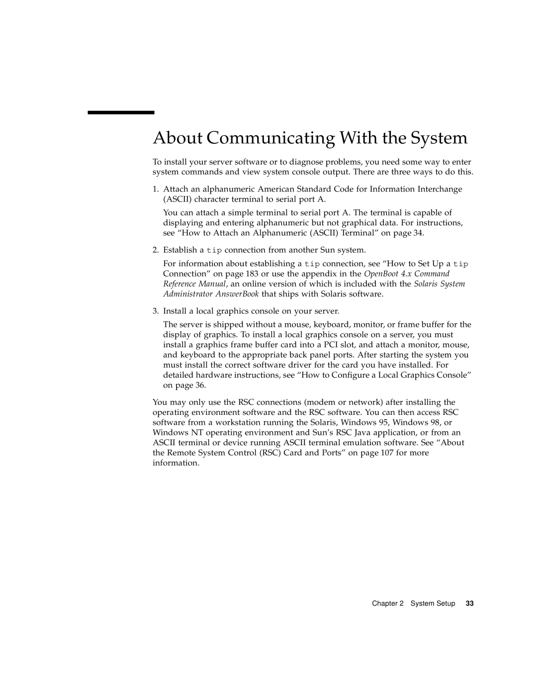 Sun Microsystems 280R manual About Communicating With the System 