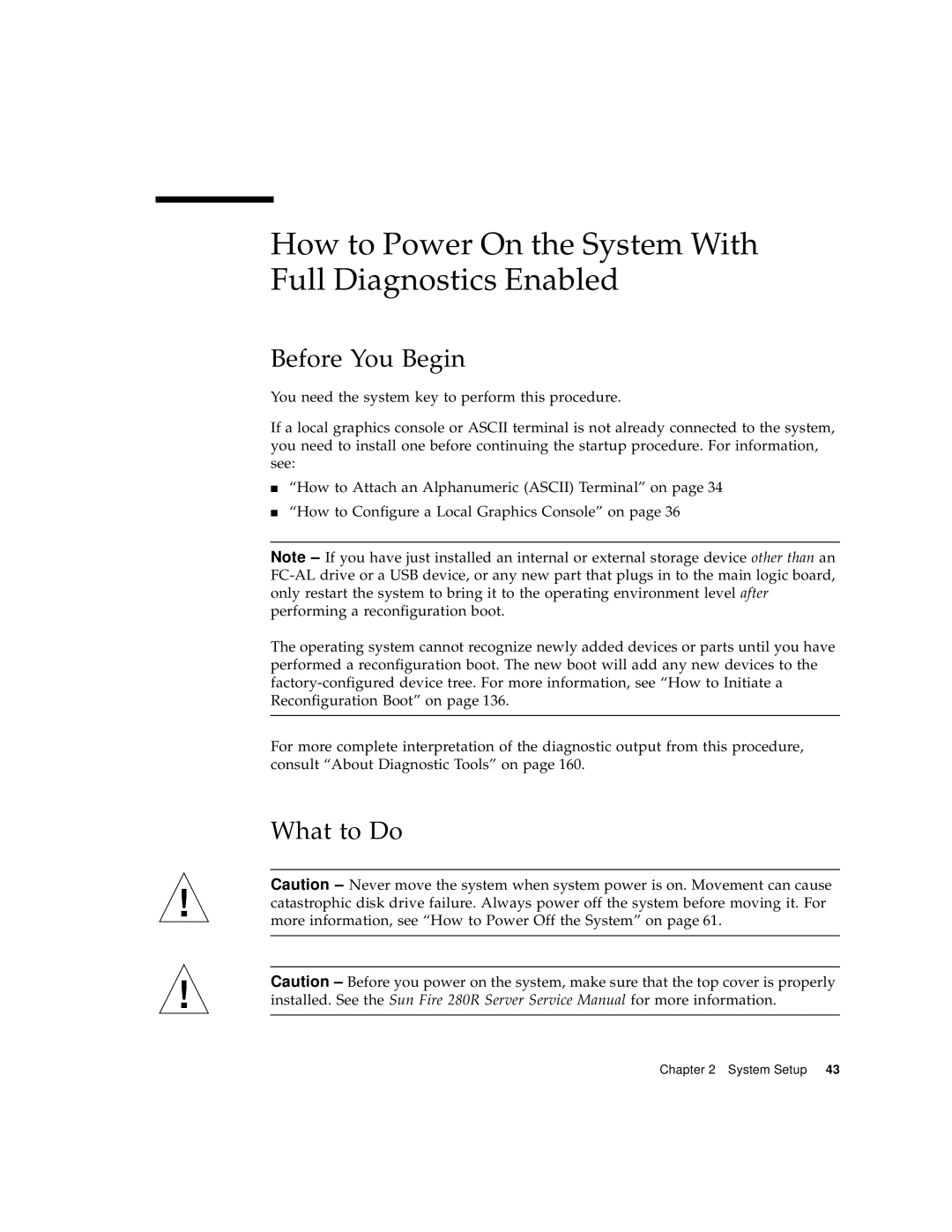 Sun Microsystems 280R manual How to Power On the System With Full Diagnostics Enabled, Before You Begin 