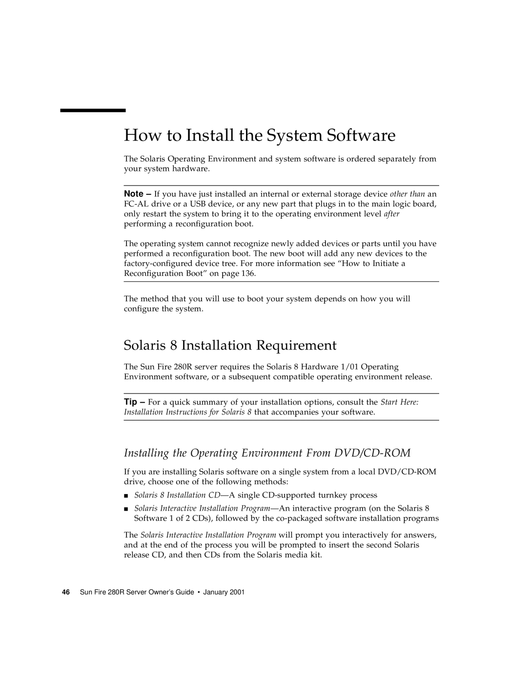 Sun Microsystems 280R manual How to Install the System Software, Solaris 8 Installation Requirement 