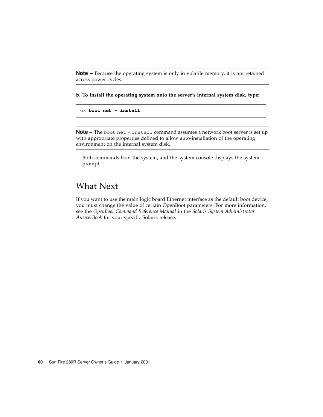 Sun Microsystems 280R manual Ok boot net install 