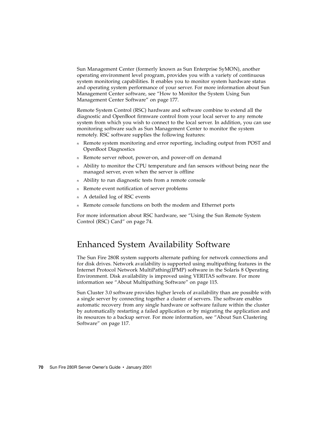 Sun Microsystems 280R manual Enhanced System Availability Software 