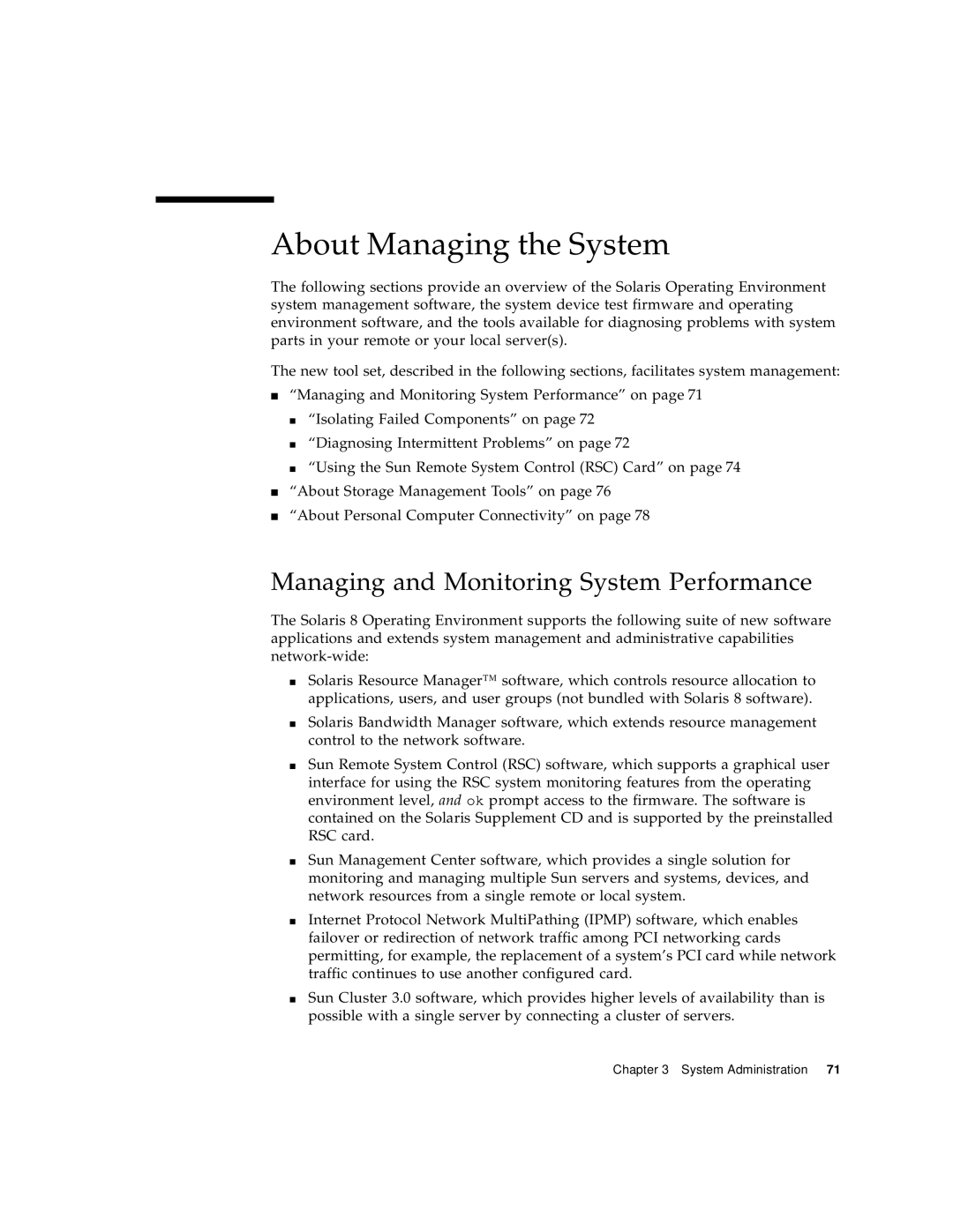 Sun Microsystems 280R manual About Managing the System, Managing and Monitoring System Performance 