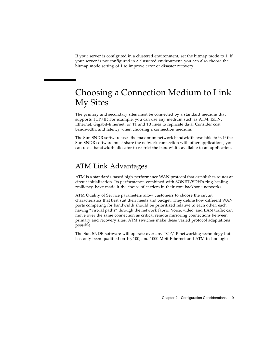 Sun Microsystems 3 manual Choosing a Connection Medium to Link My Sites, ATM Link Advantages 