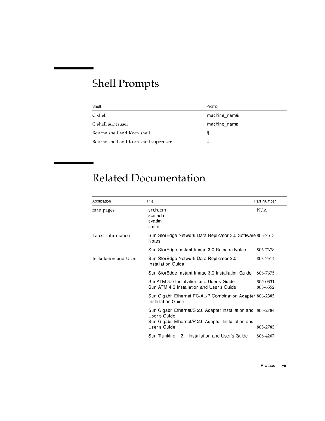 Sun Microsystems 3 manual Shell Prompts, Related Documentation 