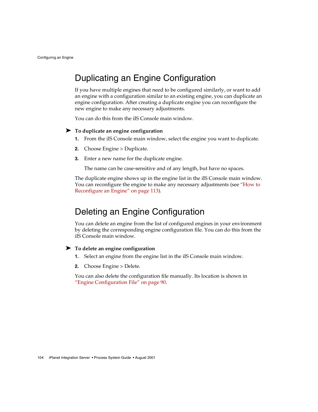 Sun Microsystems 3 manual Duplicating an Engine Configuration, Deleting an Engine Configuration 