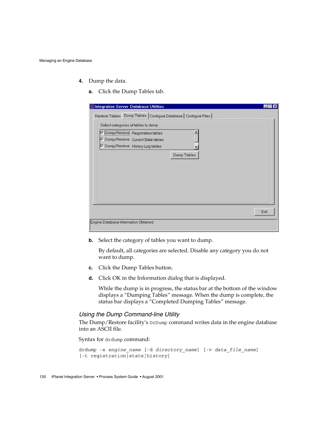 Sun Microsystems 3 manual Using the Dump Command-line Utility 