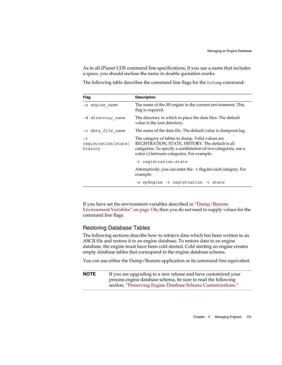 Sun Microsystems 3 manual Restoring Database Tables 