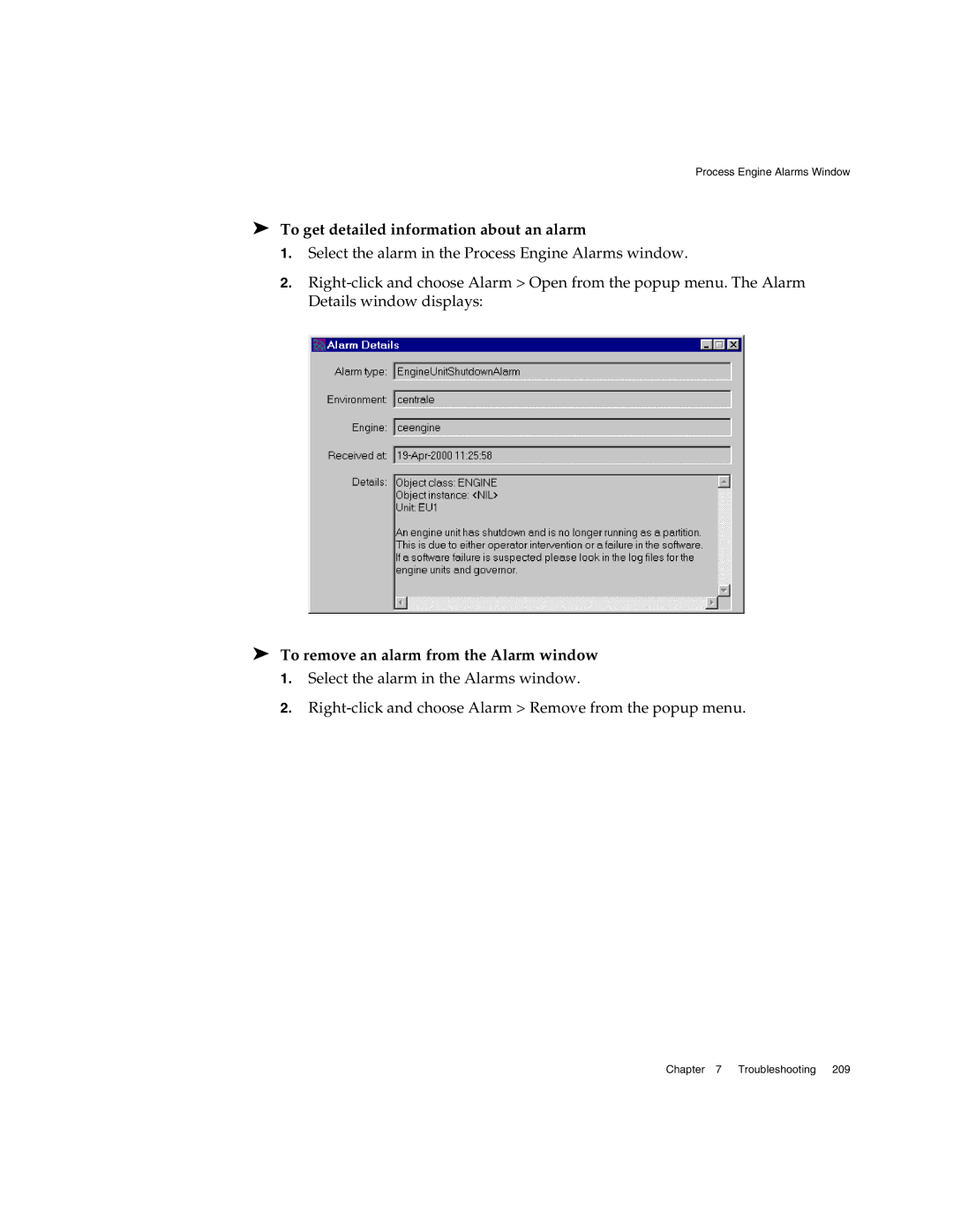 Sun Microsystems 3 manual To get detailed information about an alarm, To remove an alarm from the Alarm window 