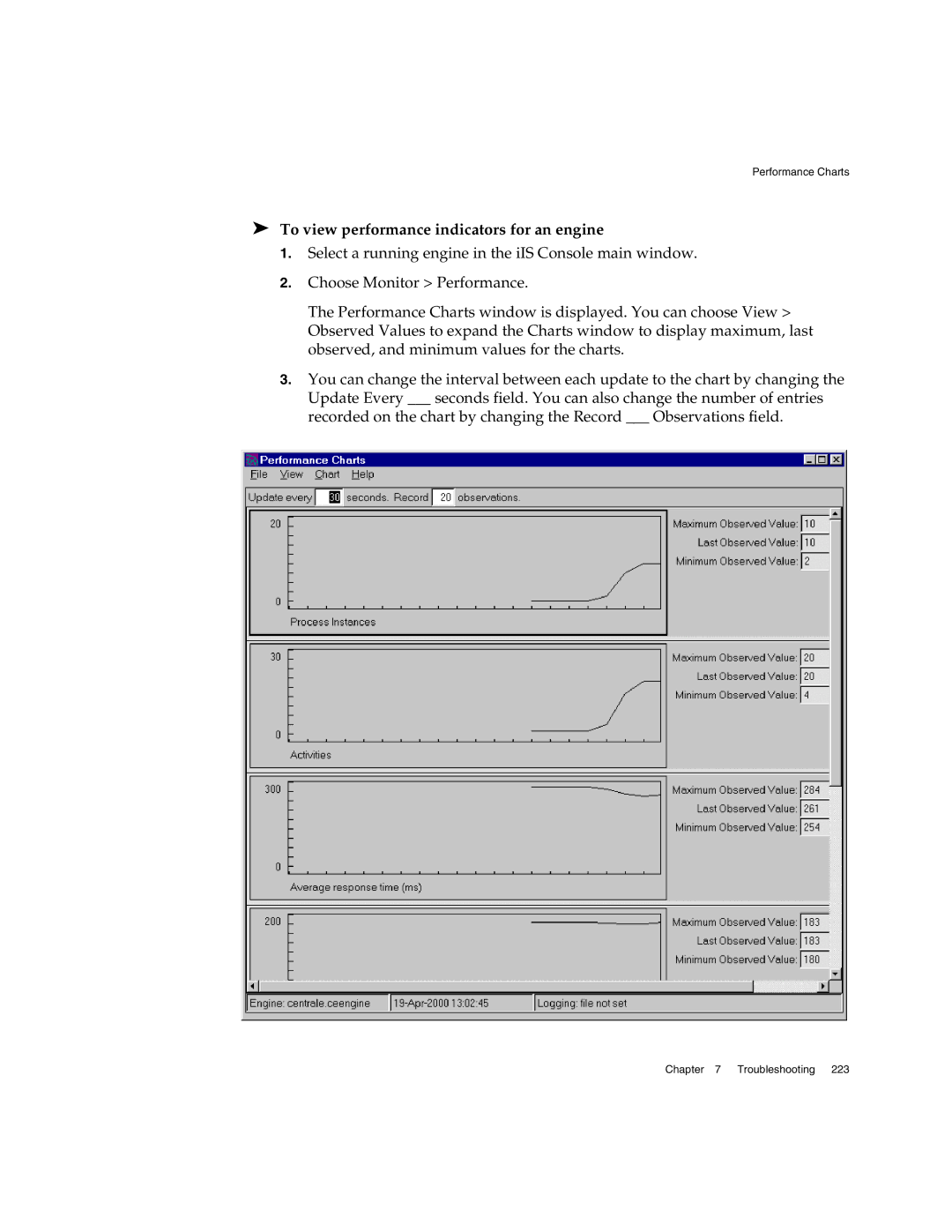 Sun Microsystems 3 manual To view performance indicators for an engine 